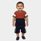 Infants' Navy Blue Cotton Round Neck Colorblock Baba Suit, Navy Blue, small