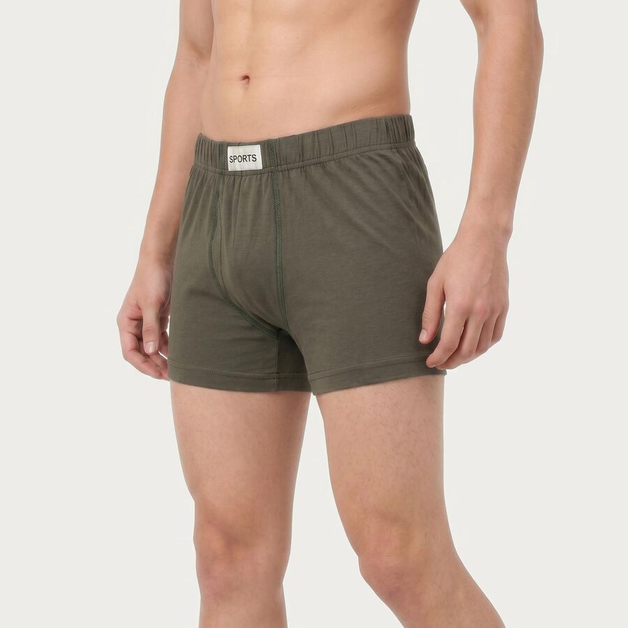Men's Olive Green Regular Fit Solid Trunks, Olive, large