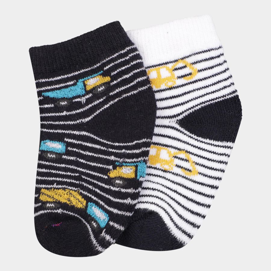 Infants Cotton Stripes Socks, Navy Blue, large image number null