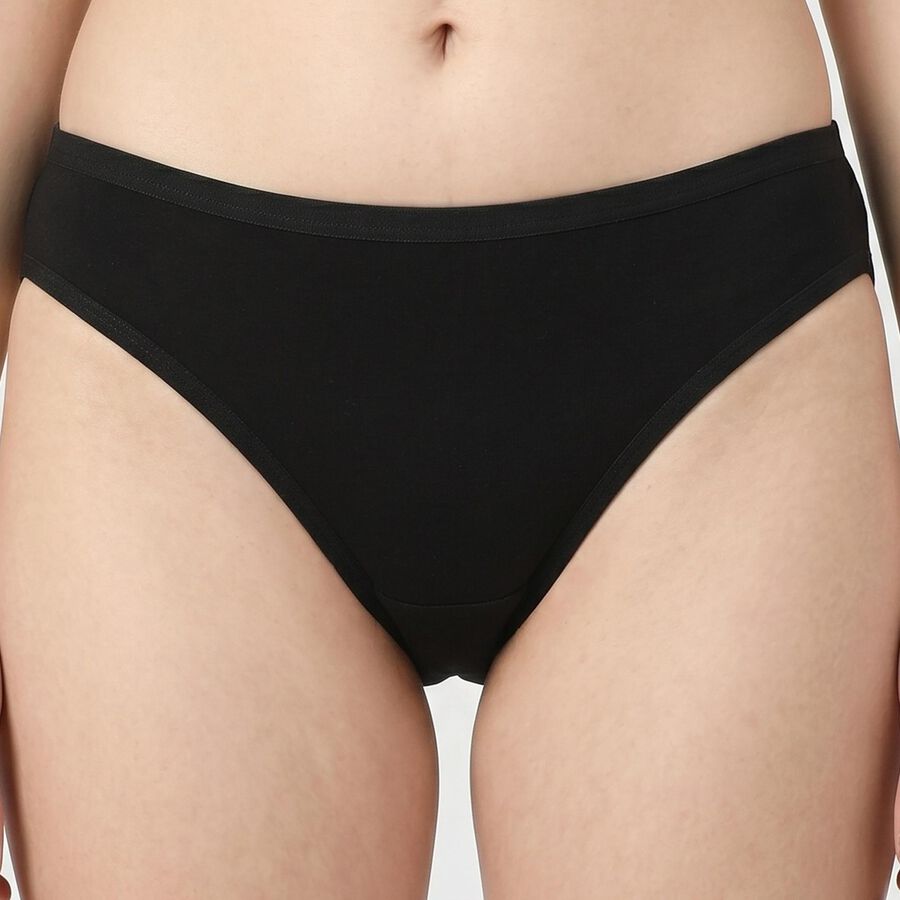 Women's Black Regular Fit Solid Panty, Black, large