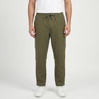 Men's Olive Green Slim Fit Drawstring Chino Trousers, Olive, small