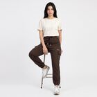 Women's Brown Jogger Fit Cargo Track Pants, भूरा, small