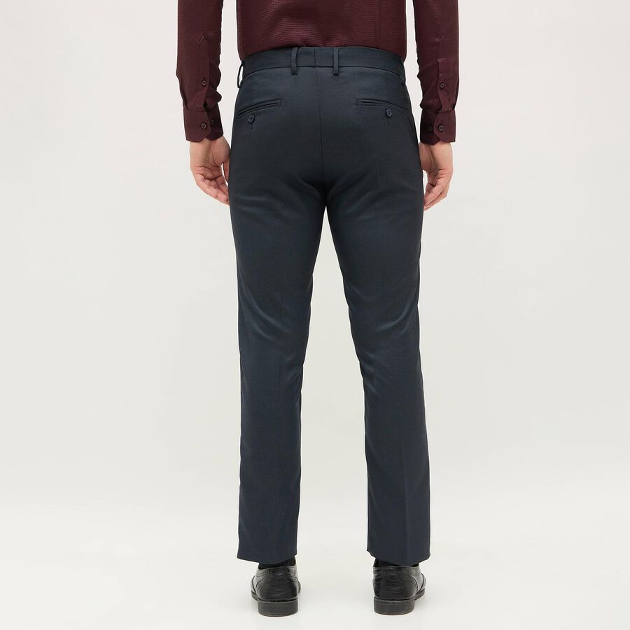 Men's Jet Blue Slim Fit Formal Trousers, Dark Blue, large