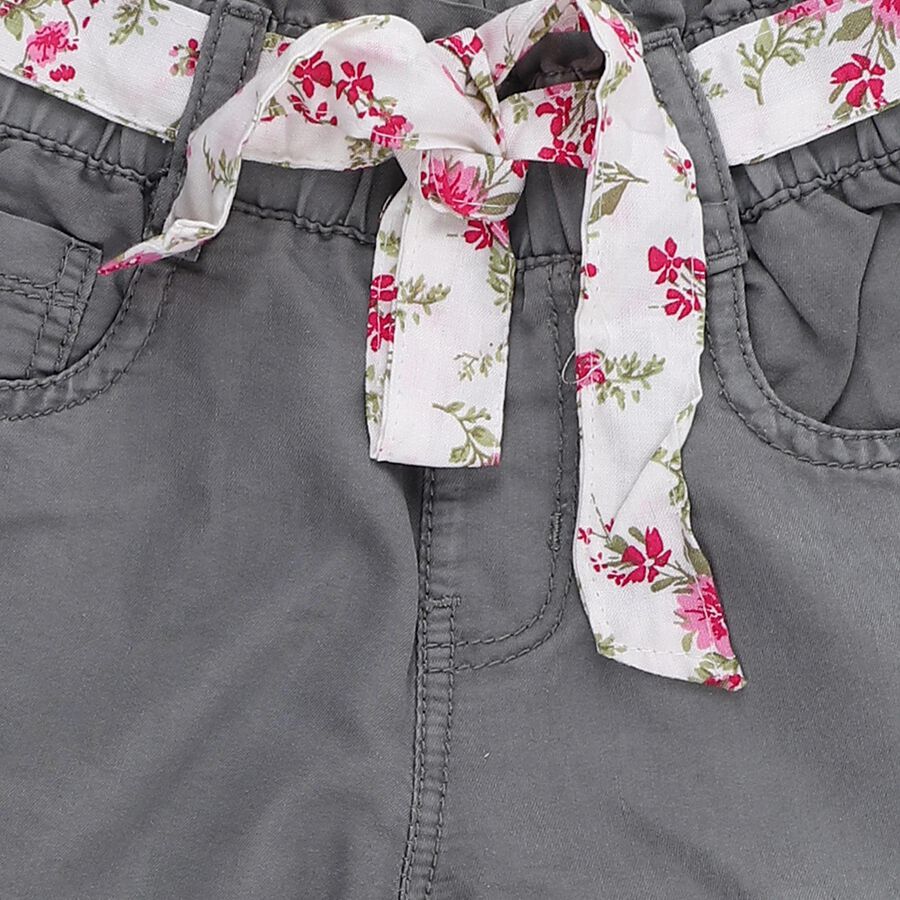 Girls' Muted Grey Relaxed Fit Embroidered Cropped Jeans, हल्का ग्रे, large image number null