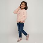 Girls Light Pink Crew Neck Casual Sweatshirt, Light Pink, small image number null