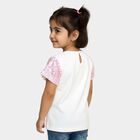 Girls Bright Pink Round Neck Casual T-Shirt, White, small image number null