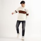 Men's Cream and Brown Half Zip Casual Sweatshirt, Brown, small image number null