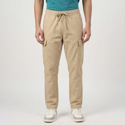 Men's Off White Slim Fit Cargo Trousers