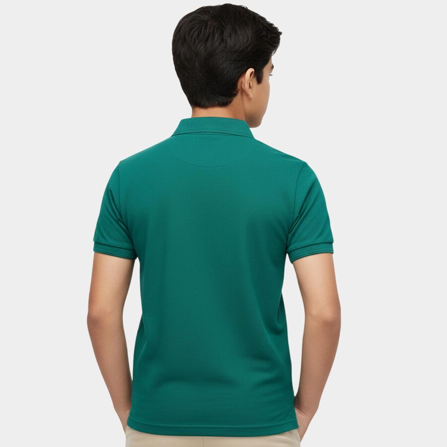 Boys' Dark Green Round Neck Casual Half Sleeves T-Shirt, Dark Green, large