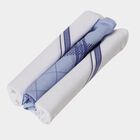 Men's Blue and White Checked and Striped Pack of 3 Handkerchief, मध्यम नीला, small