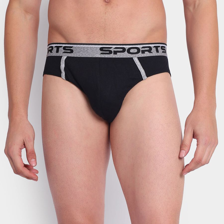 Men's100% Cotton Briefs, Black, large image number null