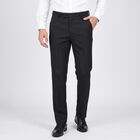 Men's Navy Blue Slim Fit Pinstriped Formal Trousers, Navy Blue, small