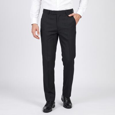 Men's Navy Blue Slim Fit Pinstriped Formal Trousers