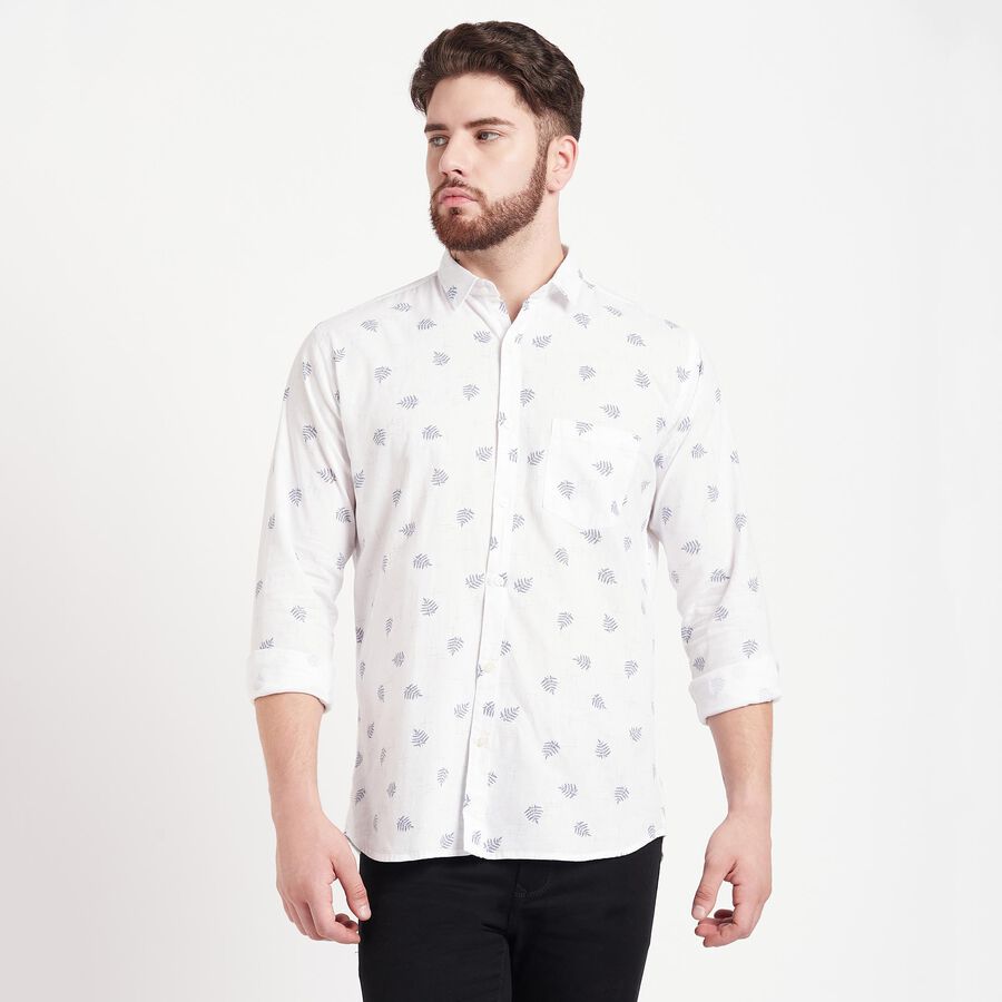 Cotton Printed Casual Shirt, White, large image number null