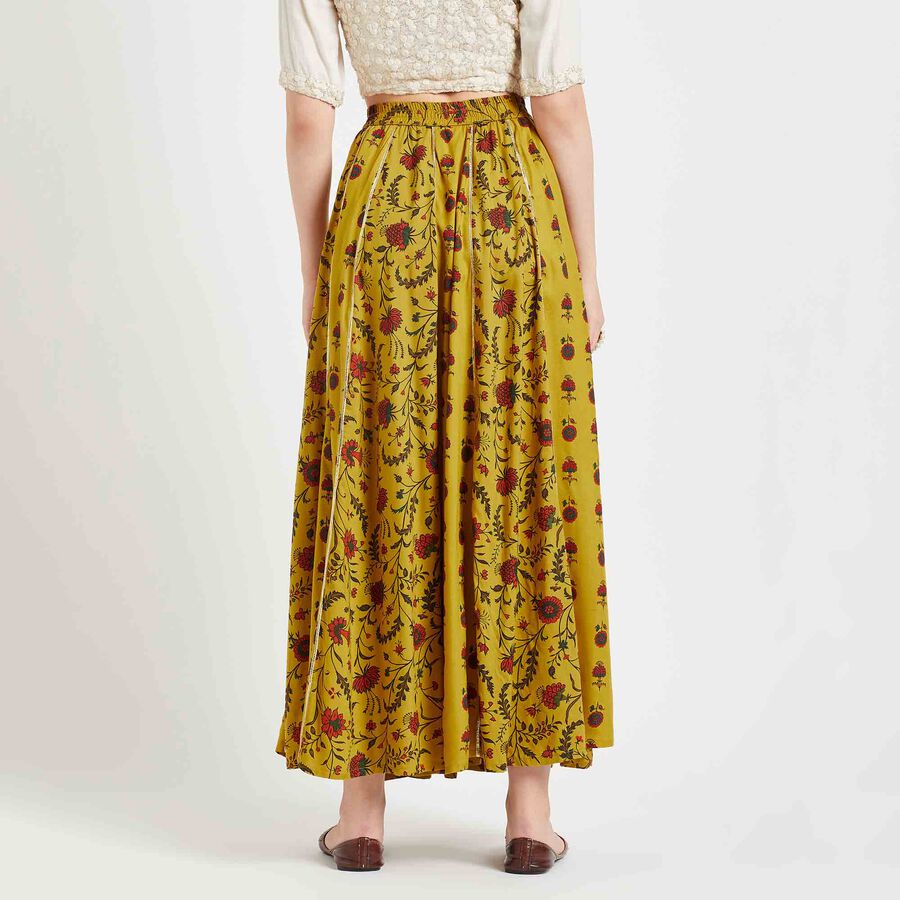 Printed Lehenga Skirt, Mustard, large image number null