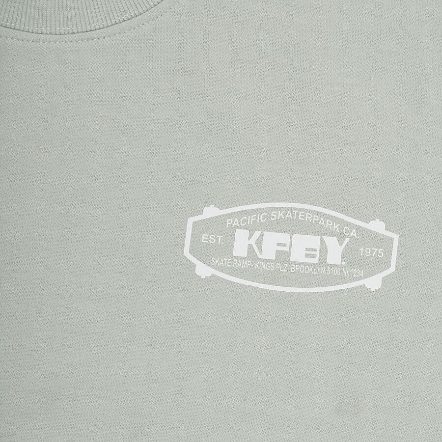 Boys Light Sage Green Crew Neck Casual Sweatshirt, Light Green, large image number null