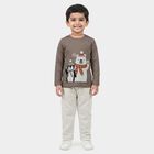 Boys Grey Round Neck Graphic Print Baba Suit, Light Grey, small