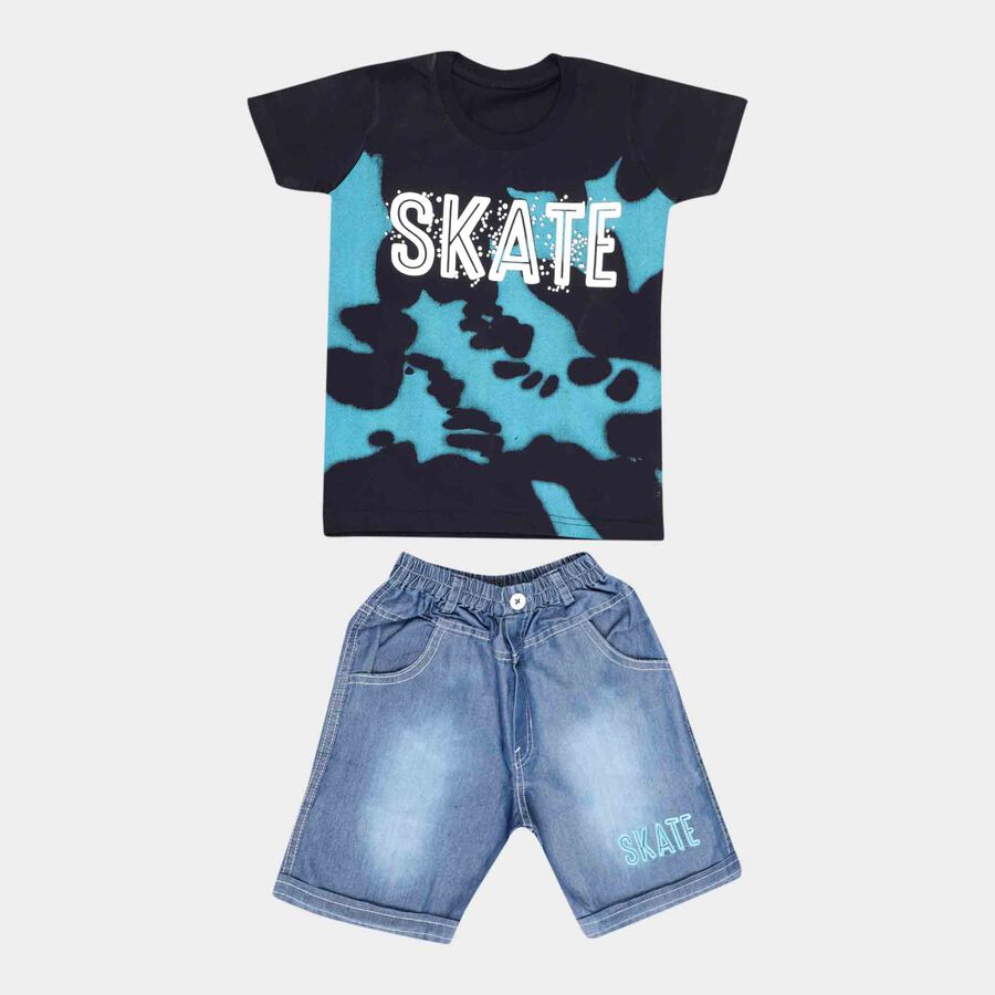 Printed Baba Suit, Navy Blue, large image number null