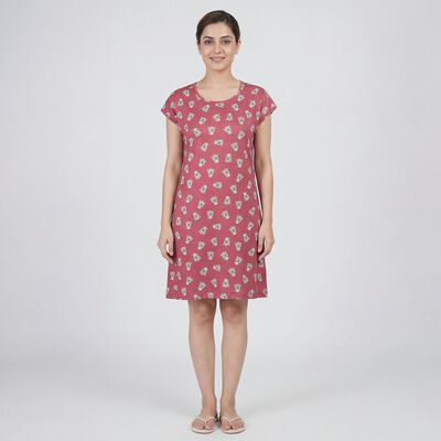 Women's Lilac V-Neck Lace Trim Nighty