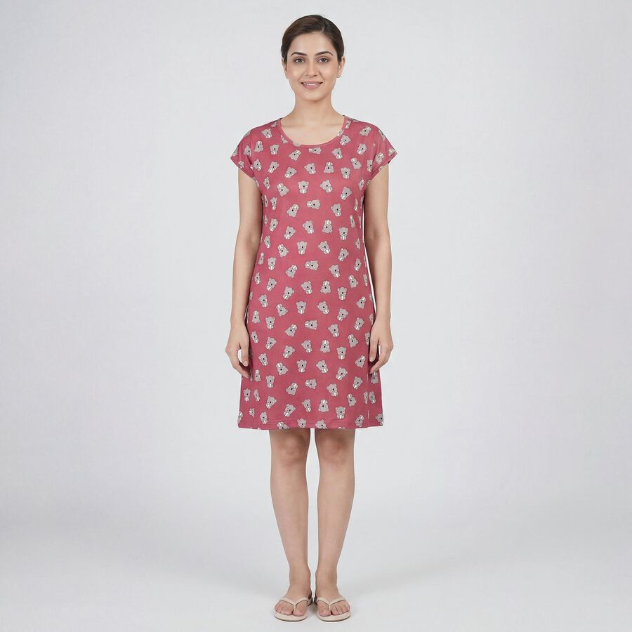 Women's Lilac V-Neck Lace Trim Nighty, Lilac, large