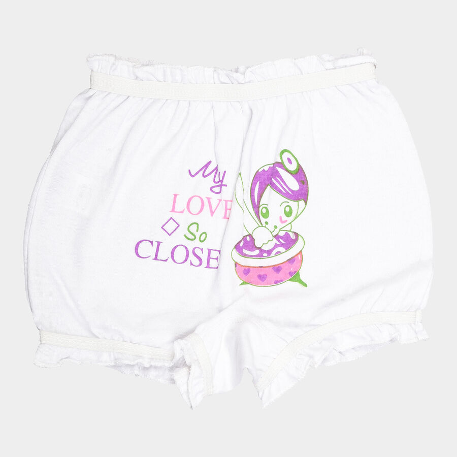 Girls Cotton Printed Bloomer, White, large image number null