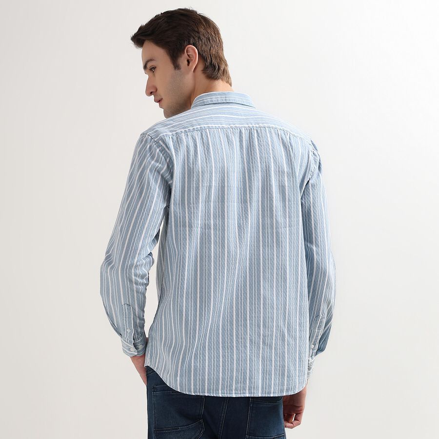 Men's 100% Cotton Regular Collar Casual Shirt, Light Blue, large image number null