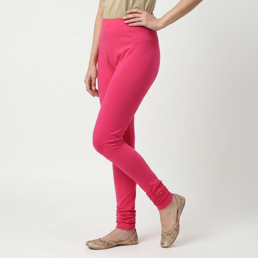 Women's Fuchsia Slim Fit Elastic Waist Churidar, रानी (फ्यूशिया), large