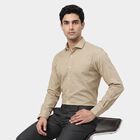Men's Beige Formal Shirt, गहरा पीला, small
