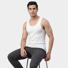 Men's White Cotton Round Neck Classic Vest, सफ़ेद, small