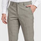 Men's Grey Slim Fit Checked Formal Trousers, Light Grey, small