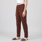 Women's Brown Straight Fit Floral Printed Pyjama, भूरा, small