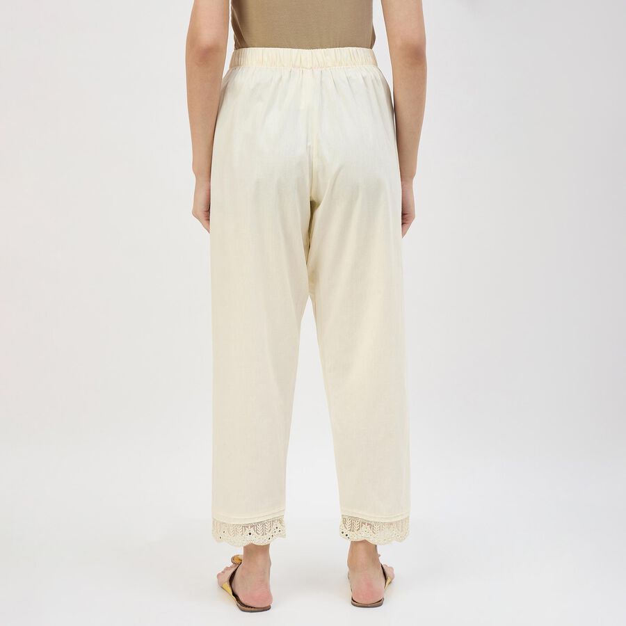 Women's Cotton Relaxed Fit Solid Palazzos, ऑफ व्हाइट, large