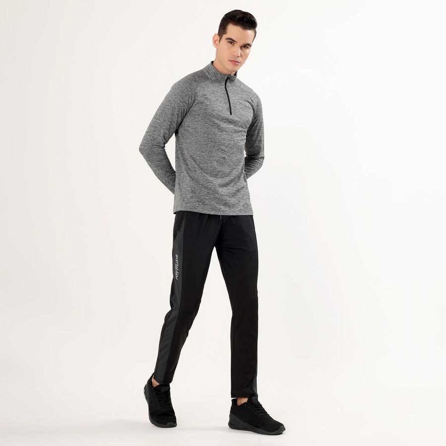 Men's Dark Grey Zip Neck Slim Fit Sweatshirt, Dark Grey, large image number null