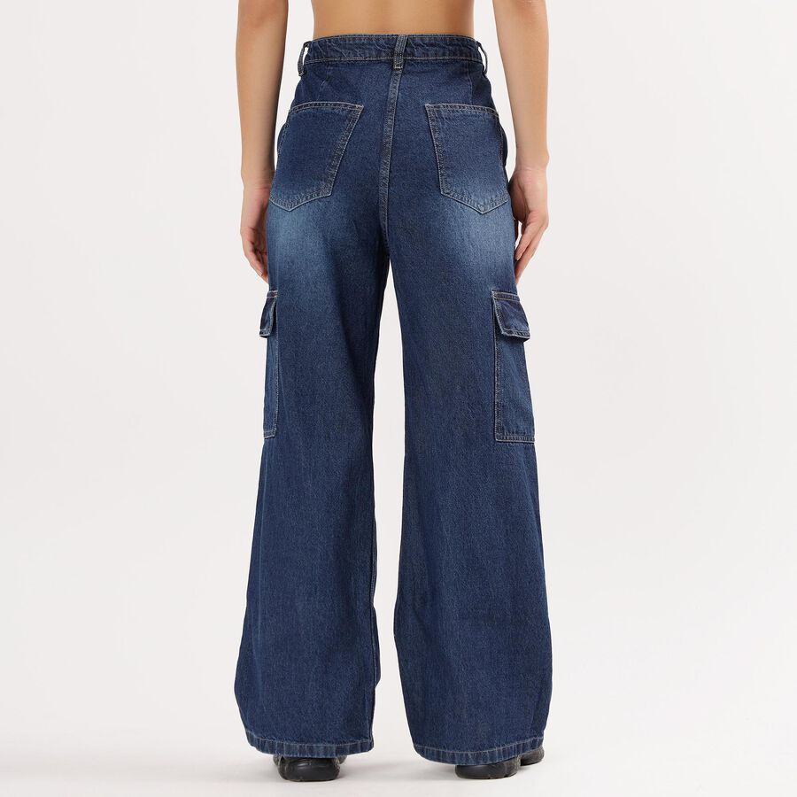 Ladies' 100% Cotton Jeans, Dark Blue, large image number null