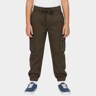 Boys' Olive Regular Fit Jogger Trousers, Olive, small