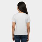 Girls White Cotton Round Neck Regular T-Shirt, सफ़ेद, small