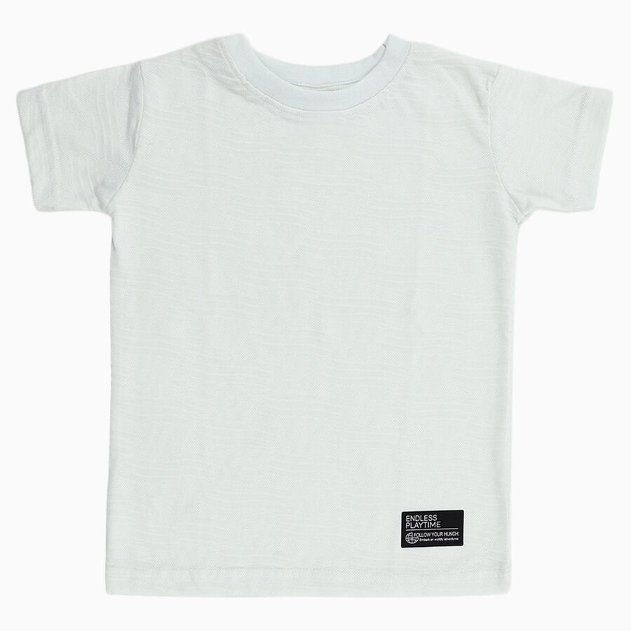 Boys Light Green Round Neck Casual Half Sleeve T-Shirt, हल्का हरा, large