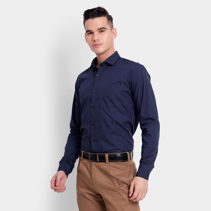 Men's 100% Cotton Formal Shirt, Navy Blue, large image number null