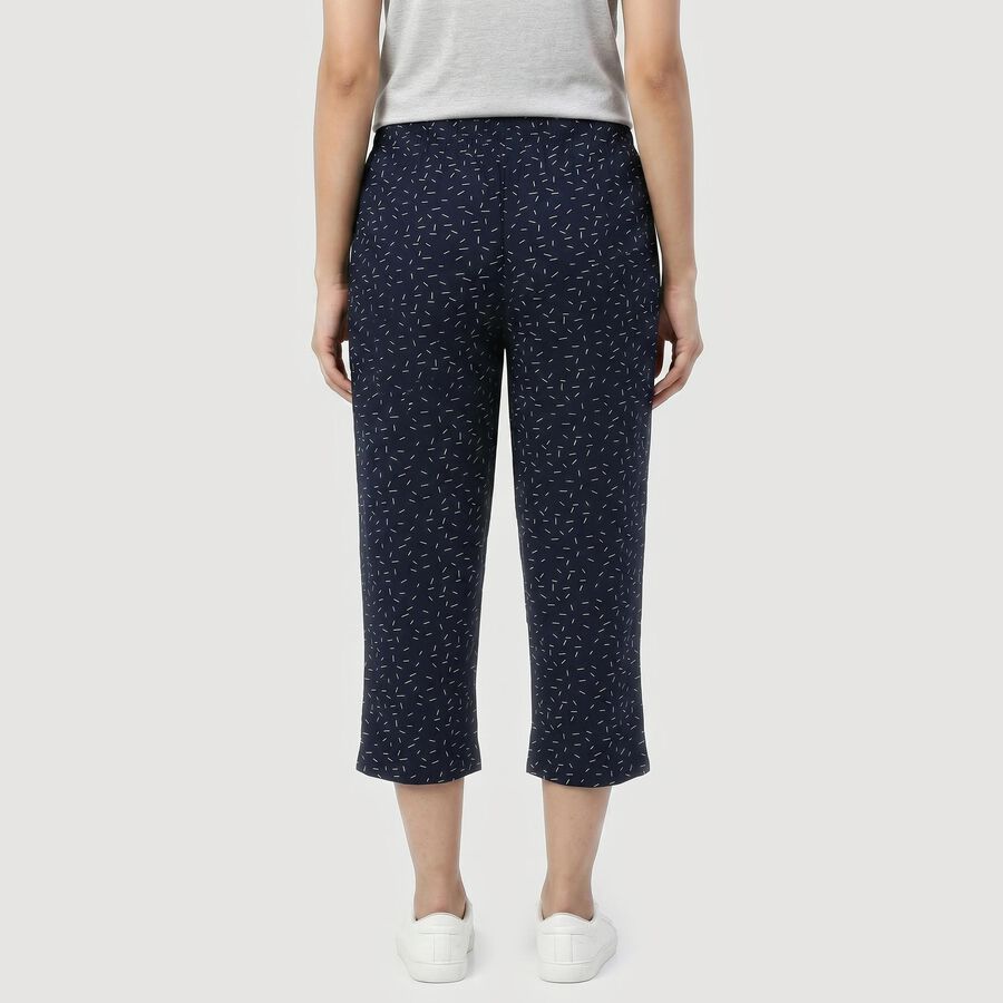 Women's Navy Blue Straight Fit Printed Capri, नेवी ब्लू, large