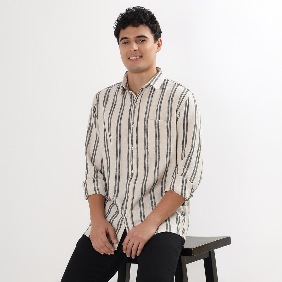 Men's 100% Cotton Casual Shirt , Off White, large image number null