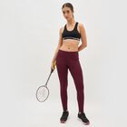 Women's Deep Burgundy High-Rise Tights, वाइन, small image number null