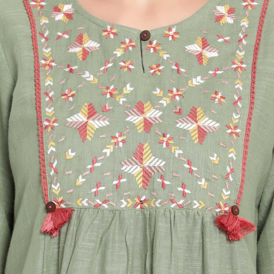 3/4Th Sleeves Empire Line Kurta, Light Green, large image number null