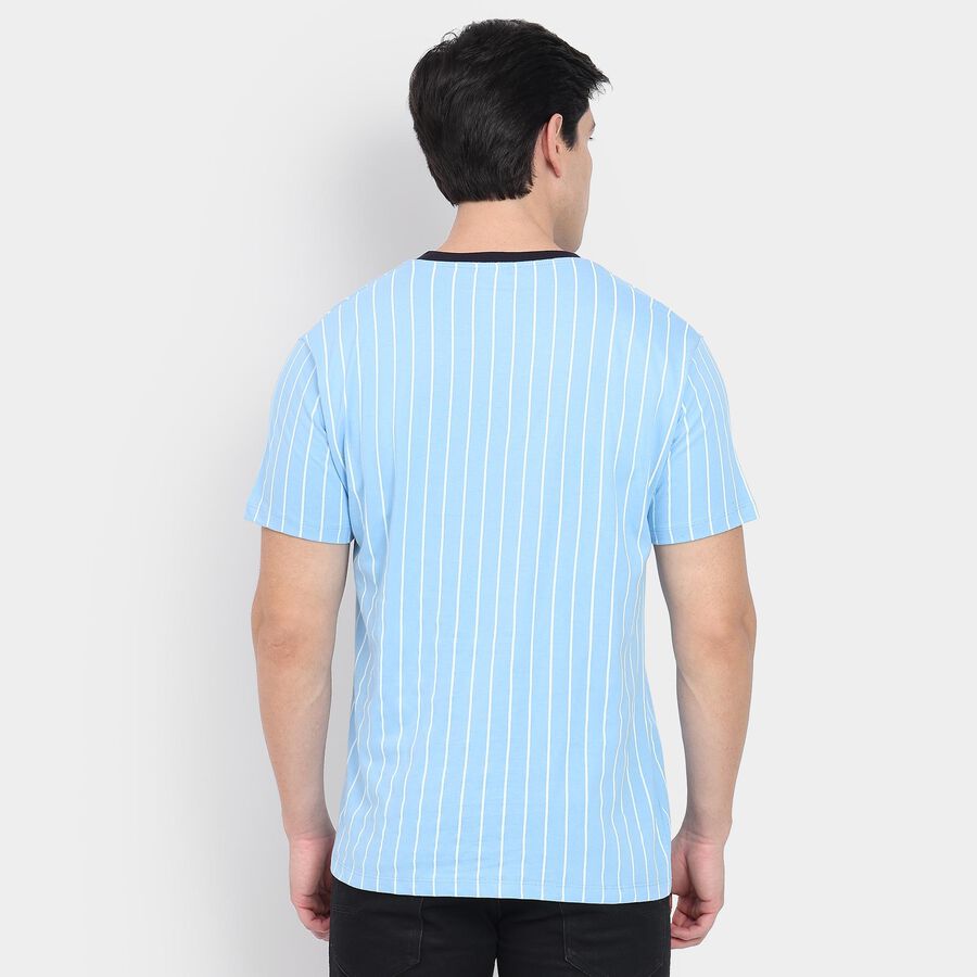 Men's 100% Cotton Round Neck Half Sleeves T-Shirt, Light Blue, large