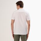 Men's White Cotton Half Sleeve Cuban Collar Casual Shirt, White, small