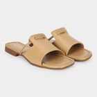 Women's Beige Embellished Slip-On Slide Sandals, Beige, small