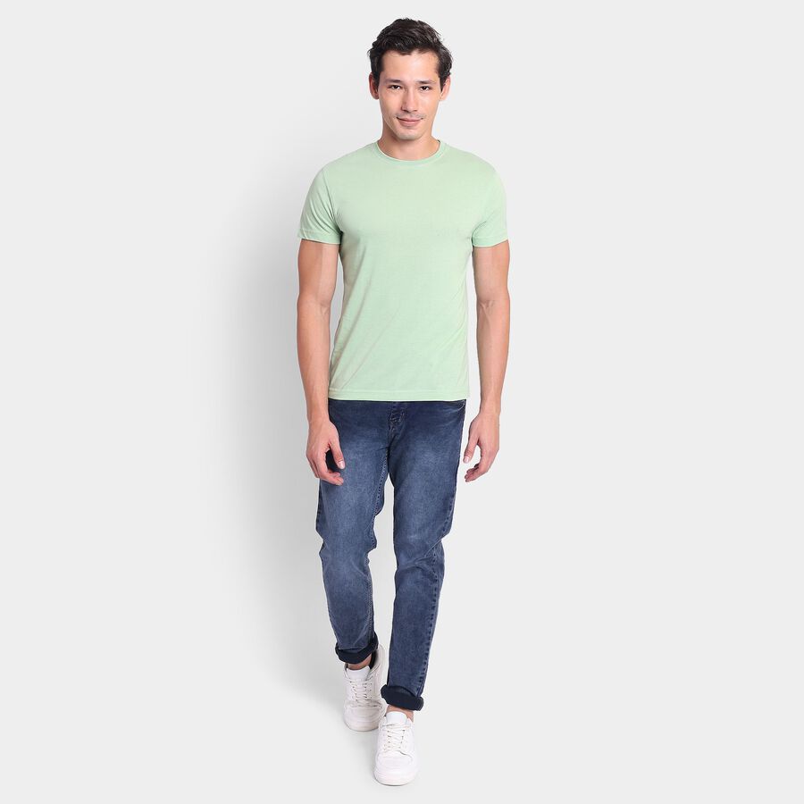 Men's Round Neck Half Sleeves T-Shirt, Light Green, large image number null