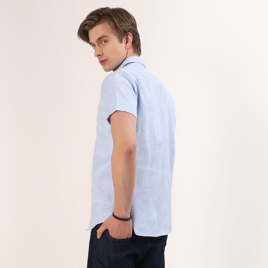 Men's Light Powder Blue Half Sleeve Classic Casual Shirt, हल्का नीला, large image number null