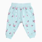 Infants Light Aqua Blue Floral Printed Cotton Pyjama, Light Green, small