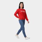 Women Red Crew Neck Pullover Sweatshirt, लाल, small