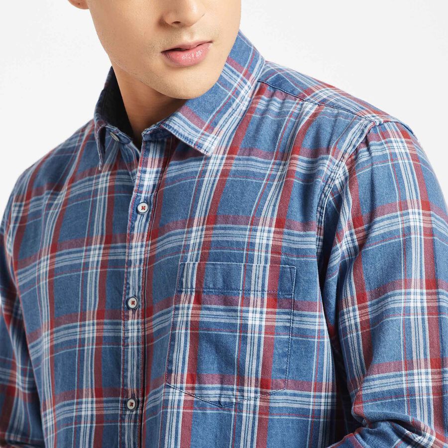 Cotton Checks Casual Shirt, Red, large image number null